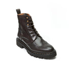 Wingtip Derby Ankle Boots - Dark Brown - Women