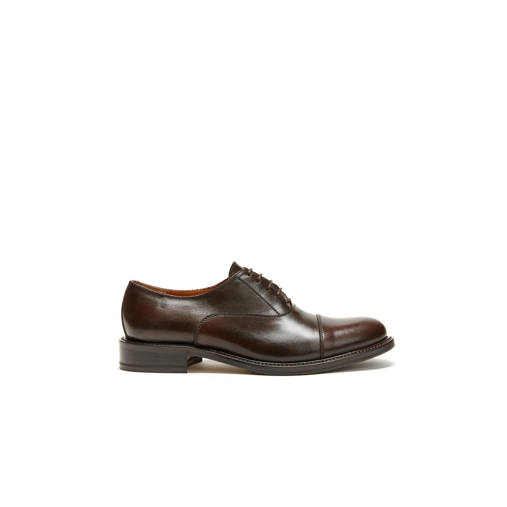 Straight-Toe Oxford Shoes - Dark Brown - Women