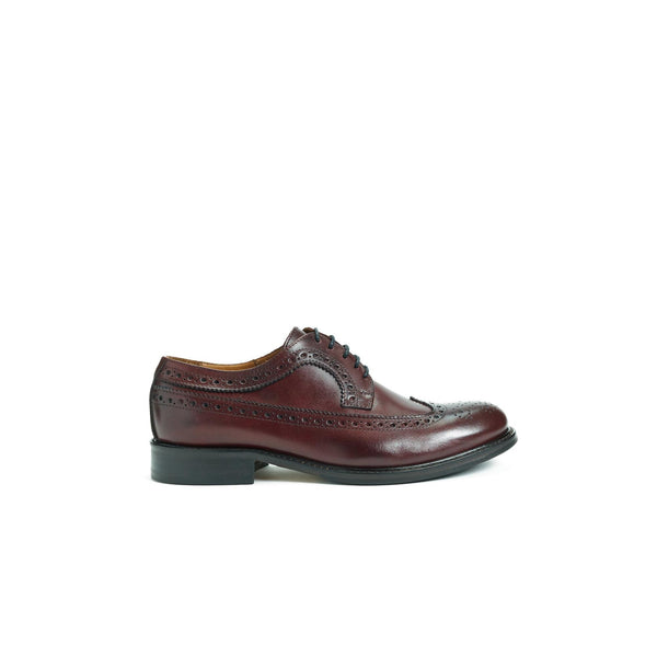 Long Brogue-Toe Derby Shoes - Burgundy - Women