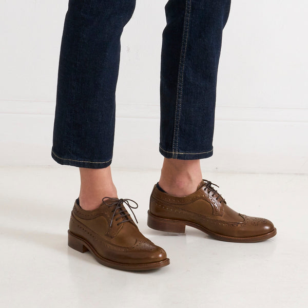 Long Wingtip Derby - Khaki - Women