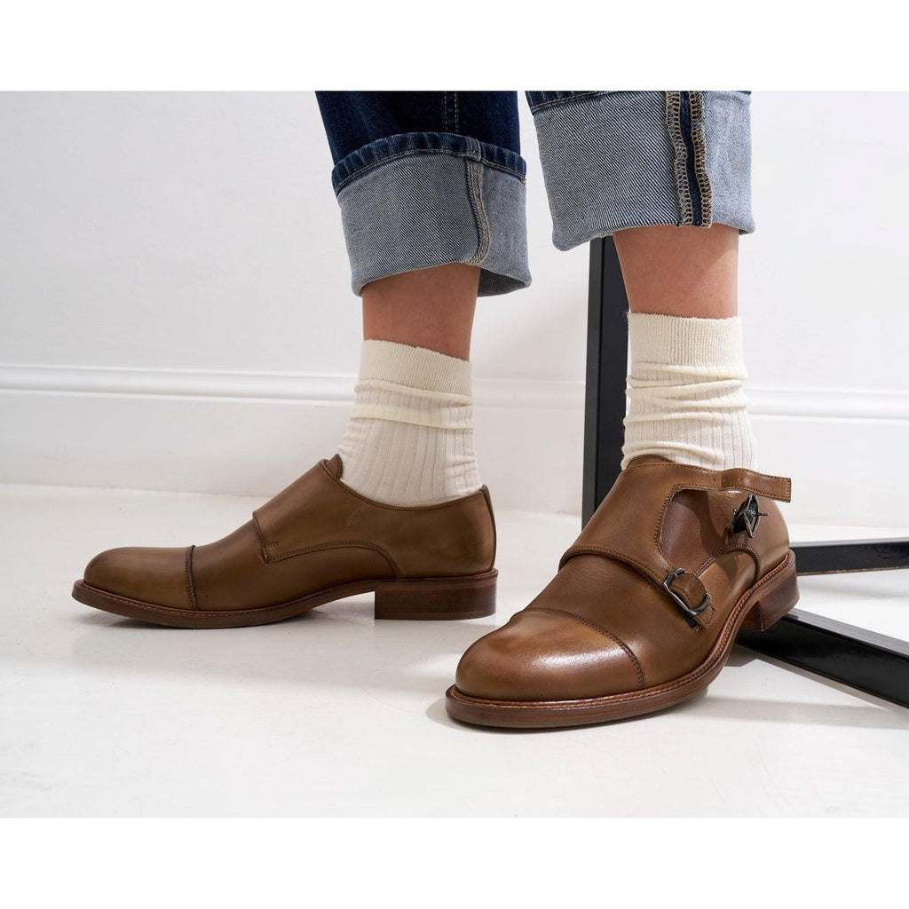 Monk Strap con puntera recta - Caqui - Mujer