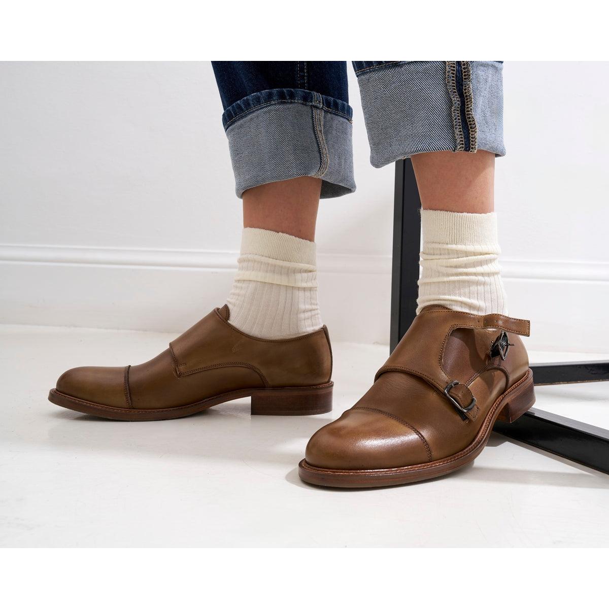 Monk Strap con puntera recta - Caqui - Mujer