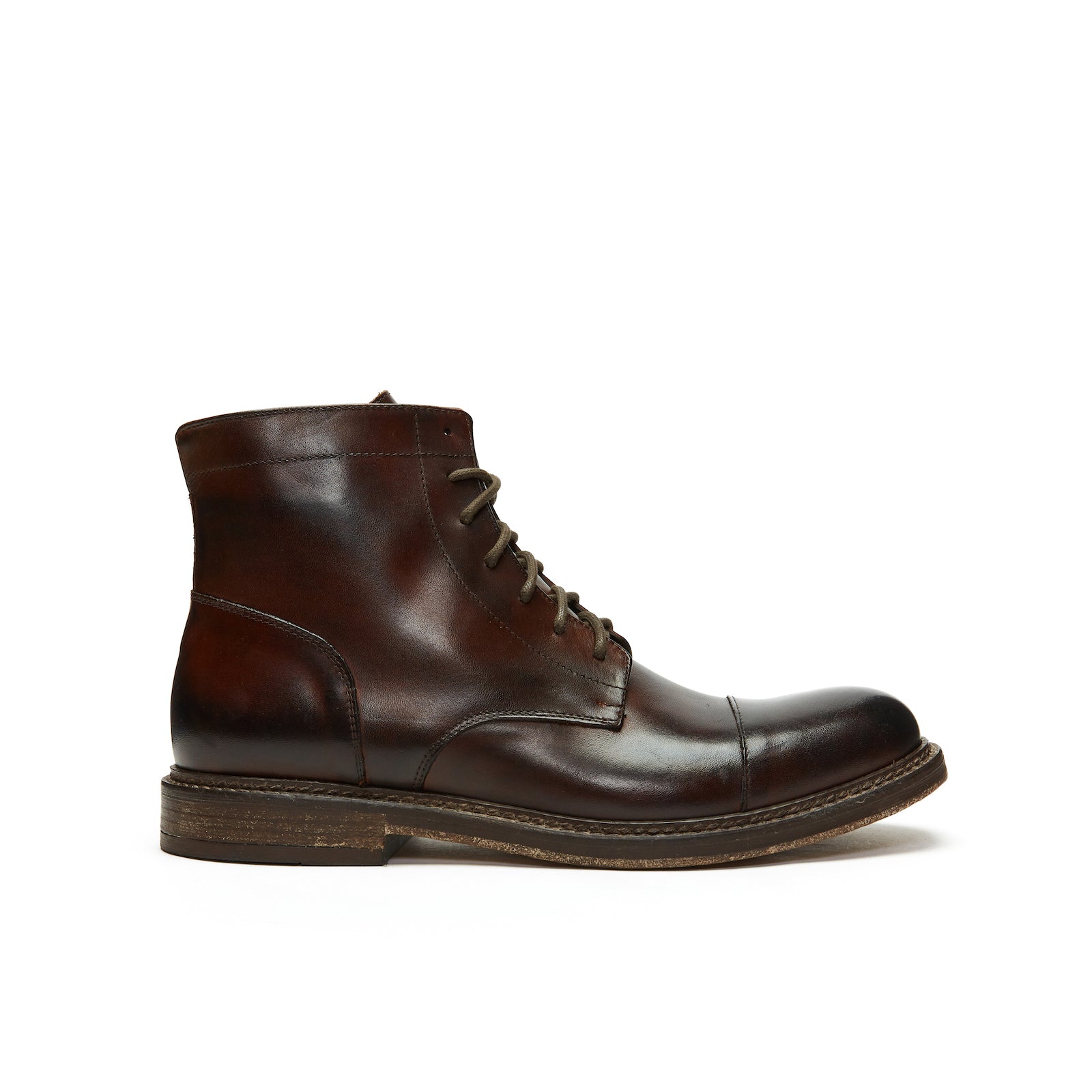 Botines Derby De Punta Recta - Marrón Caoba - Hombre