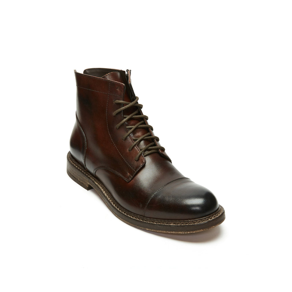 Botines Derby De Punta Recta - Marrón Caoba - Hombre