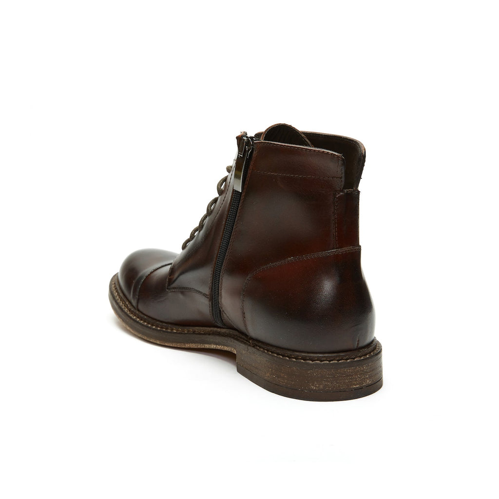 Botines Derby De Punta Recta - Marrón Caoba - Hombre