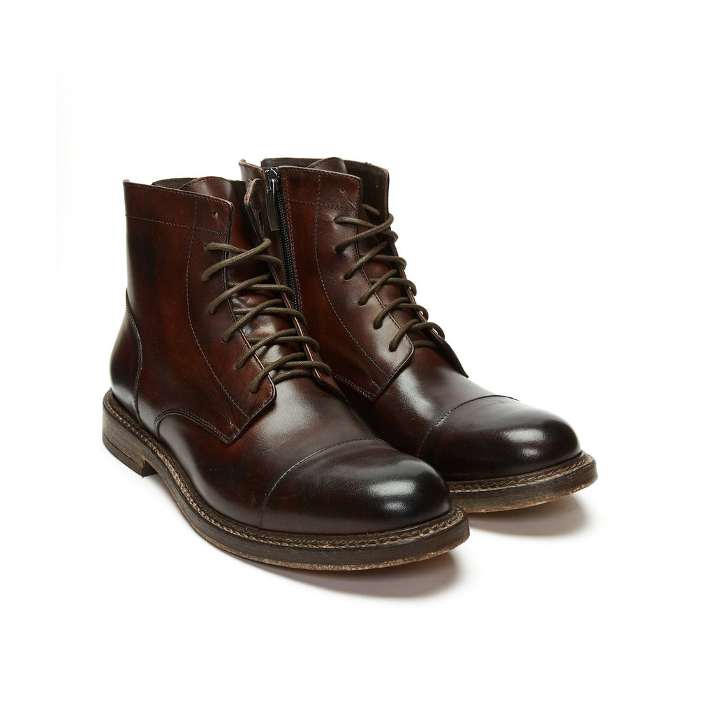 Botines Derby De Punta Recta - Marrón Caoba - Hombre