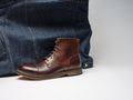 Botines Derby De Punta Recta - Marrón Caoba - Hombre