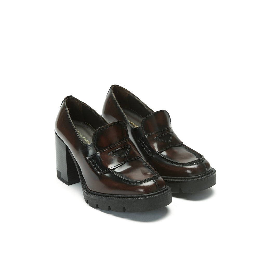 Mocassins À Talon - Bordeaux - Femme