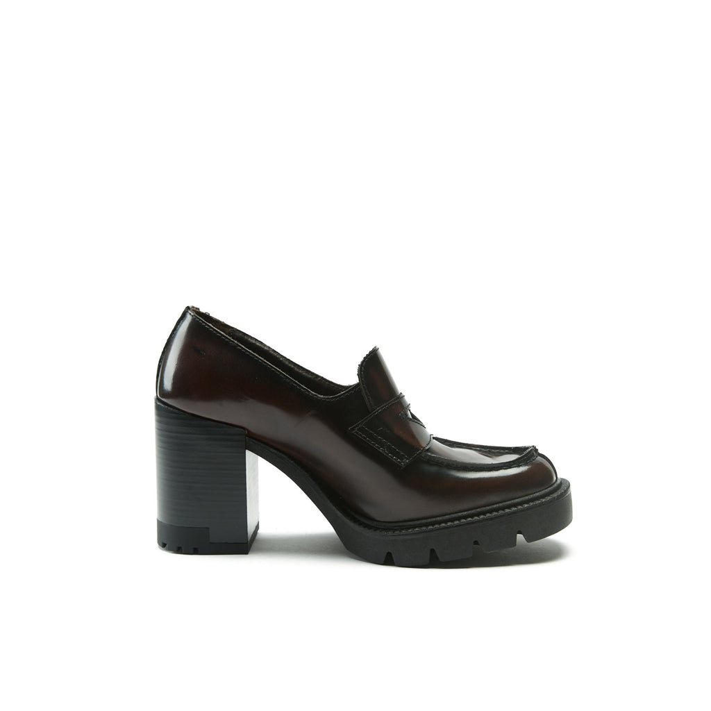 Mocassins À Talon - Bordeaux - Femme