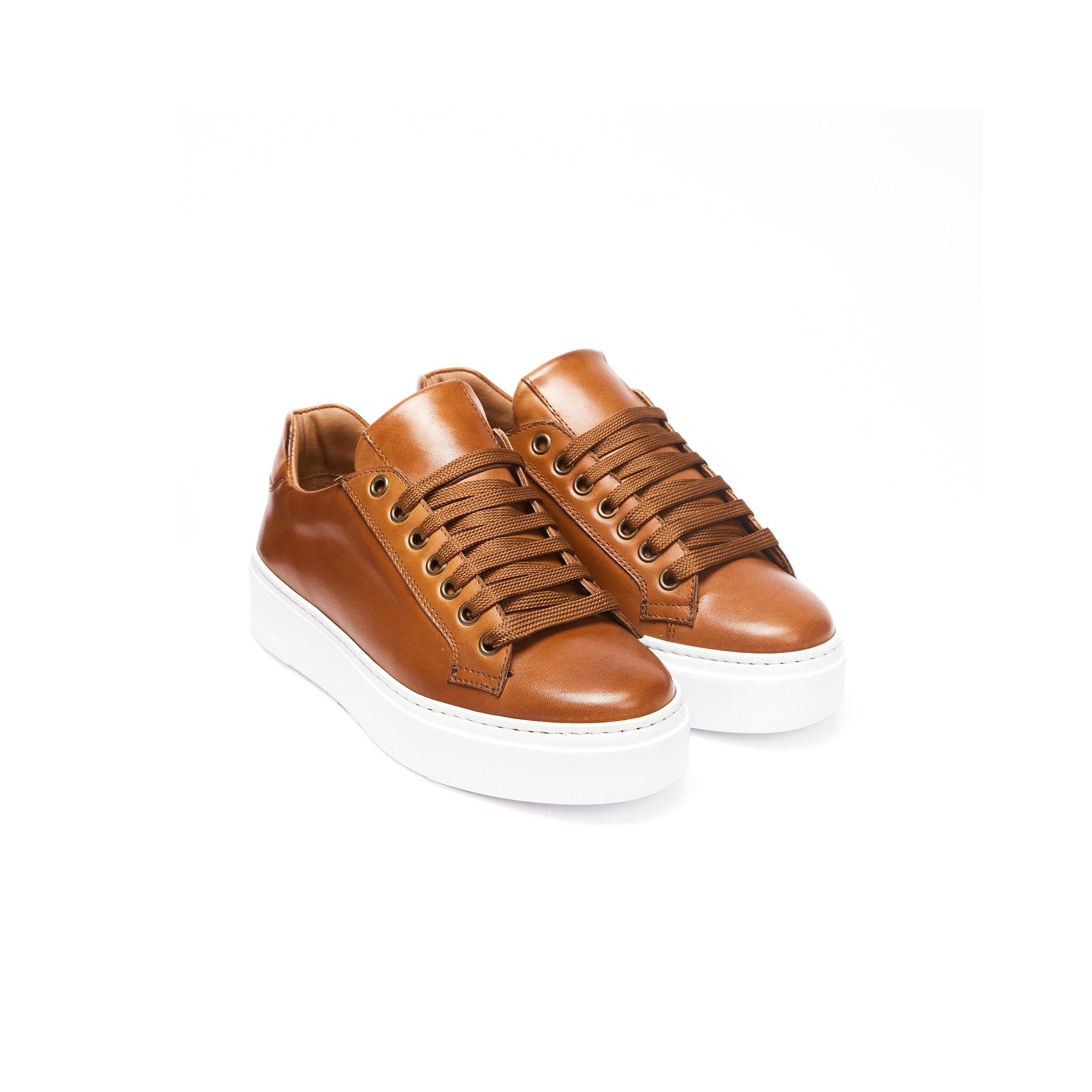 Baskets À Lacets Classiques - Marron Tanné - Femme
