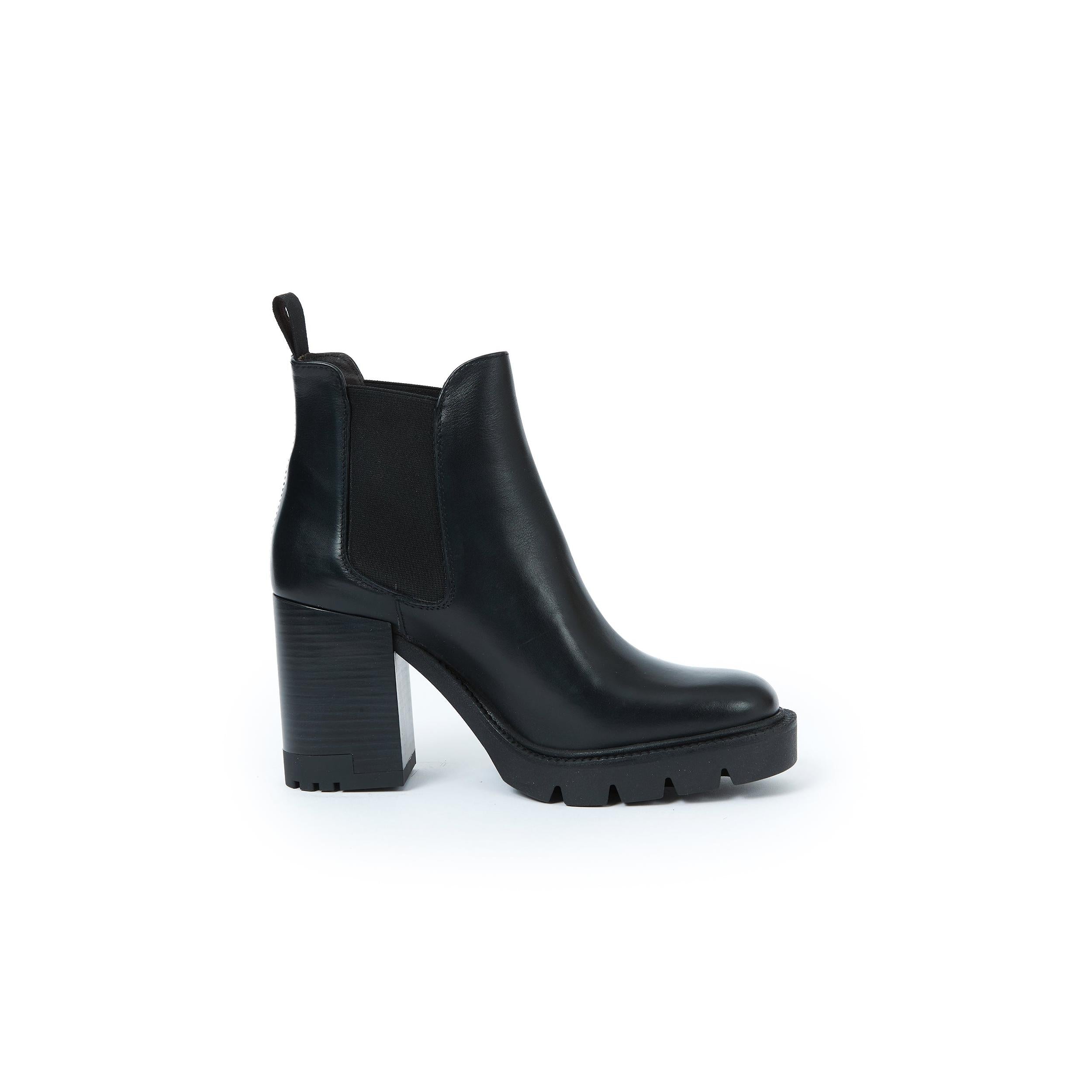 Botines Chelsea de tacón - Negro - Mujer