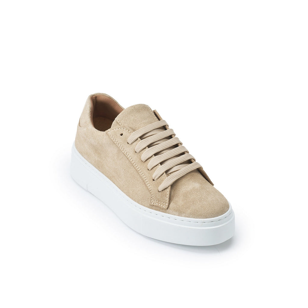 Classic Lace-Up Trainers - Beige - Women