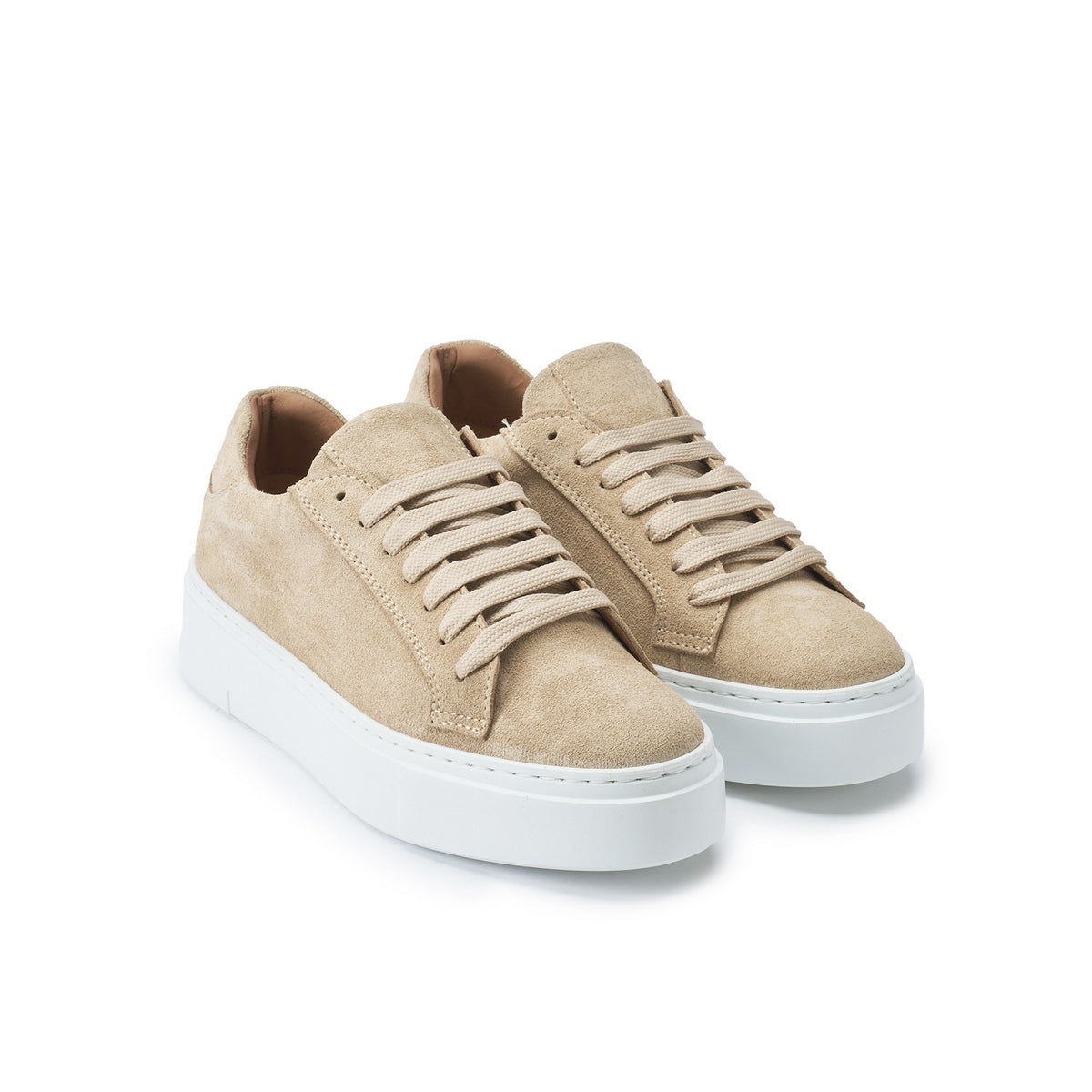 Classic Lace-Up Trainers - Beige - Women