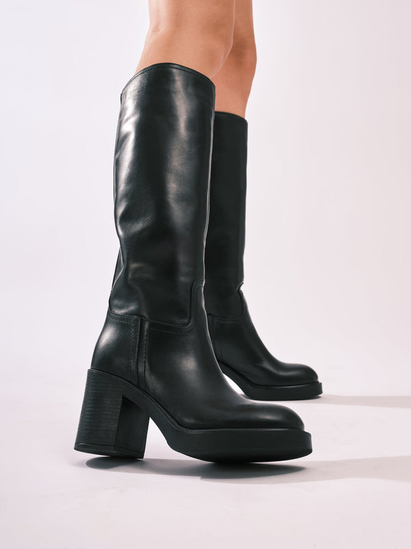 Tubular High-Heeled Ankle Boot - Black - Women