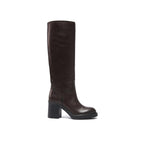 High-Heel Tubular Boots - Dark Brown - Women