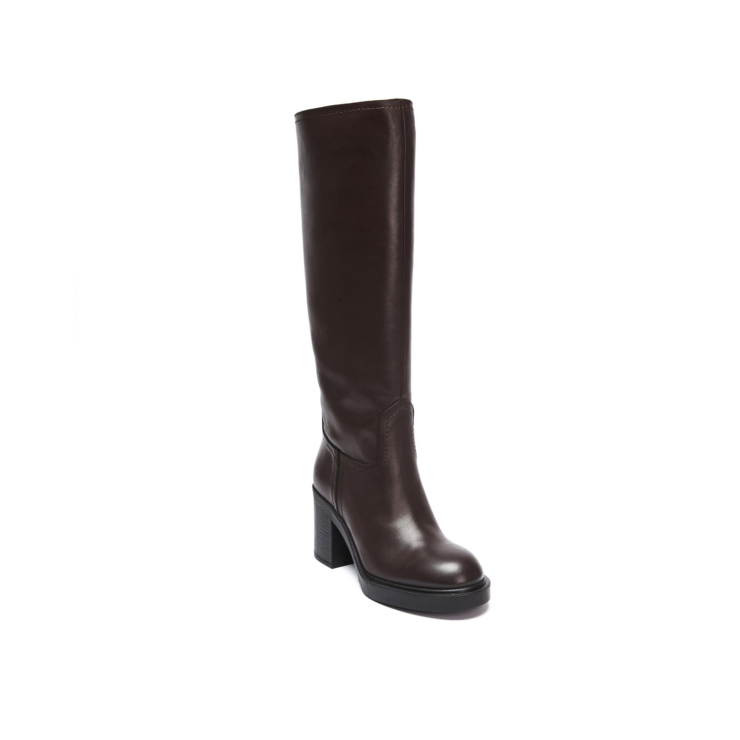 Bottes Tubulaires À Talon Haut - Marron Foncé - Femme