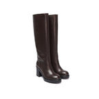 High-Heel Tubular Boots - Dark Brown - Women