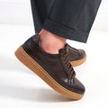Lace-Up Trainers - Dark Brown - Men