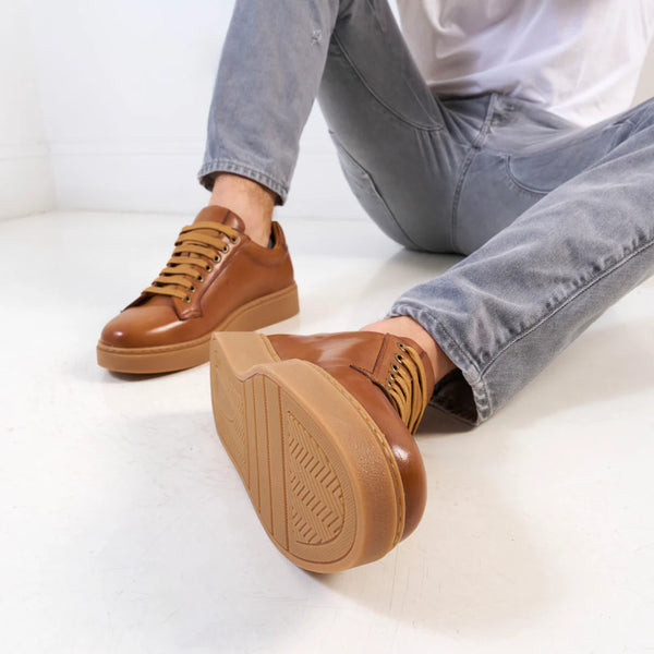 Classic Lace-Up Trainers - Light Brown - Men