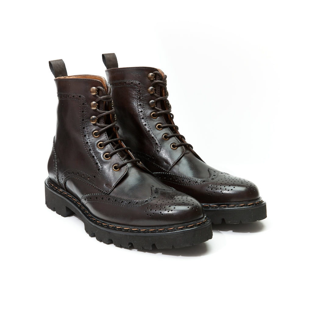 Botas Derby Wingtip - Marrón oscuro - Hombre