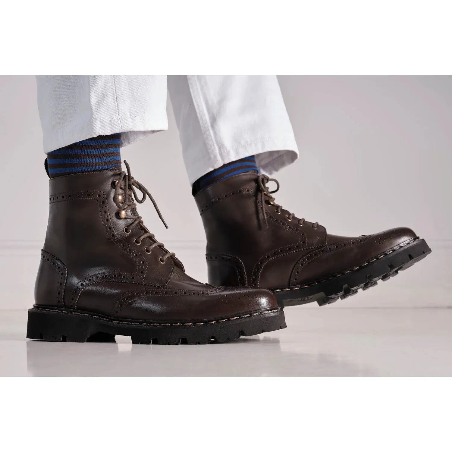 Botas Derby Wingtip - Marrón oscuro - Hombre