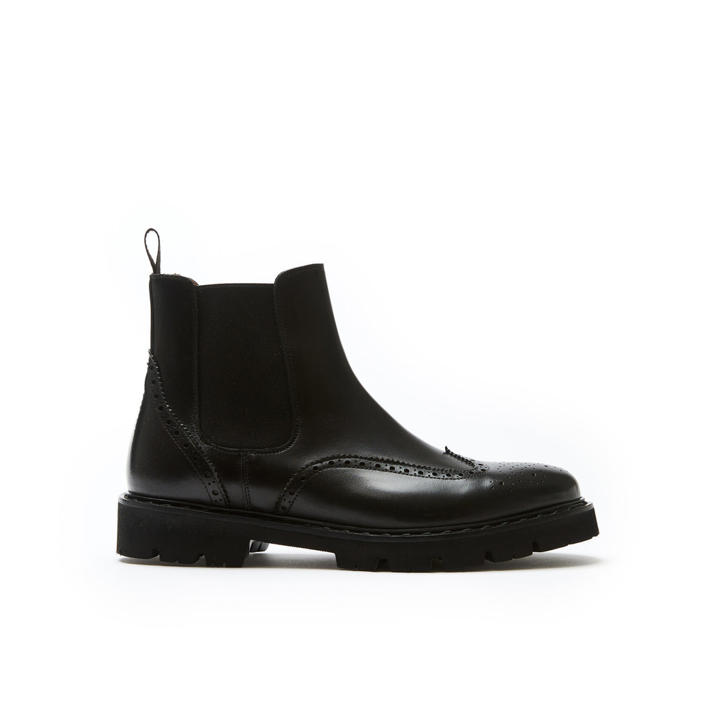 Chelsea Wingtip Ankle Boots - Black - Men
