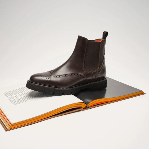 Boots Chelsea À Bout Fleuri - Marron Foncé - Homme