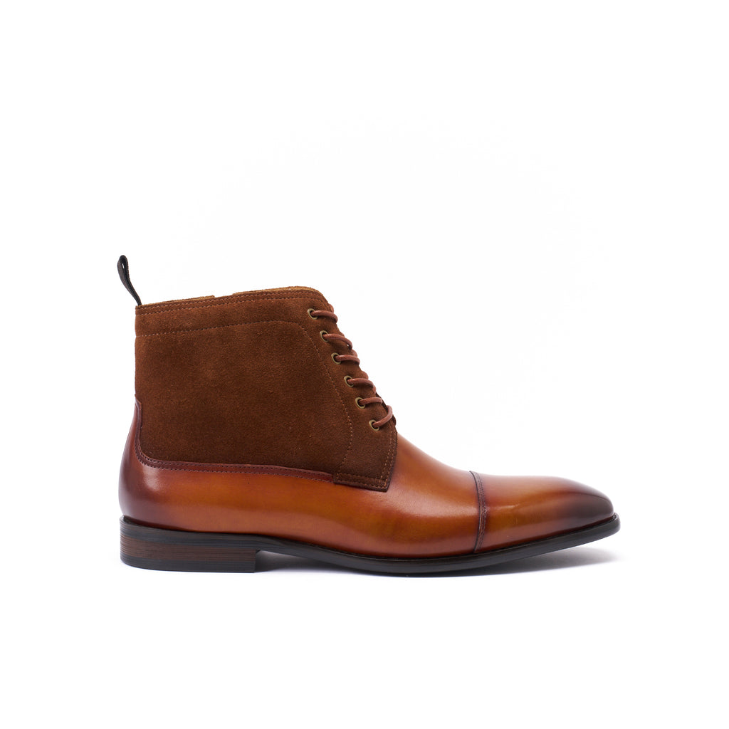 Bottines Derby Droites À Capuchon Tan - Marron - Homme