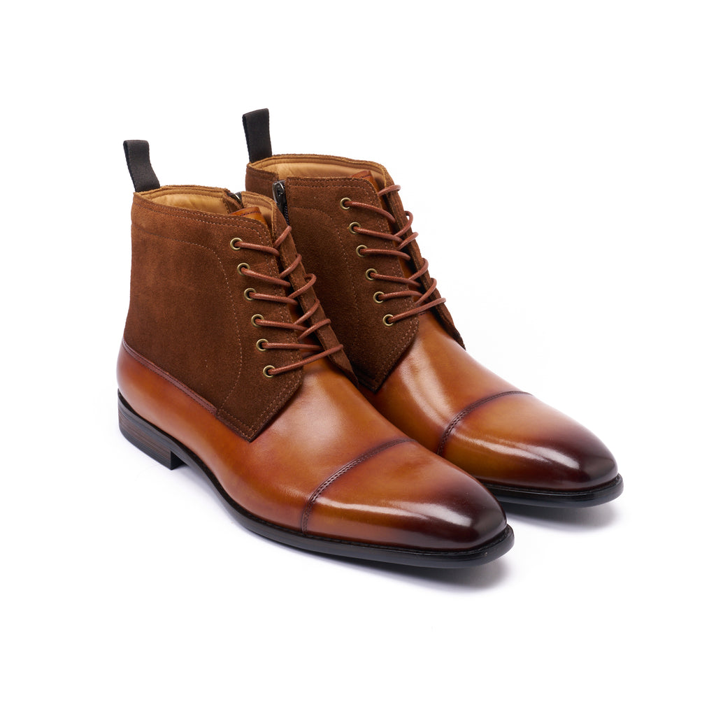 Bottines Derby Droites À Capuchon Tan - Marron - Homme