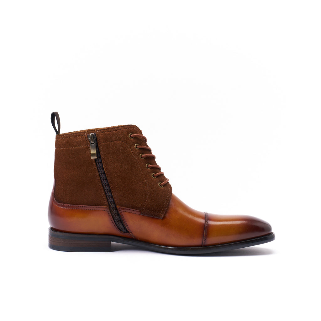 Bottines Derby Droites À Capuchon Tan - Marron - Homme