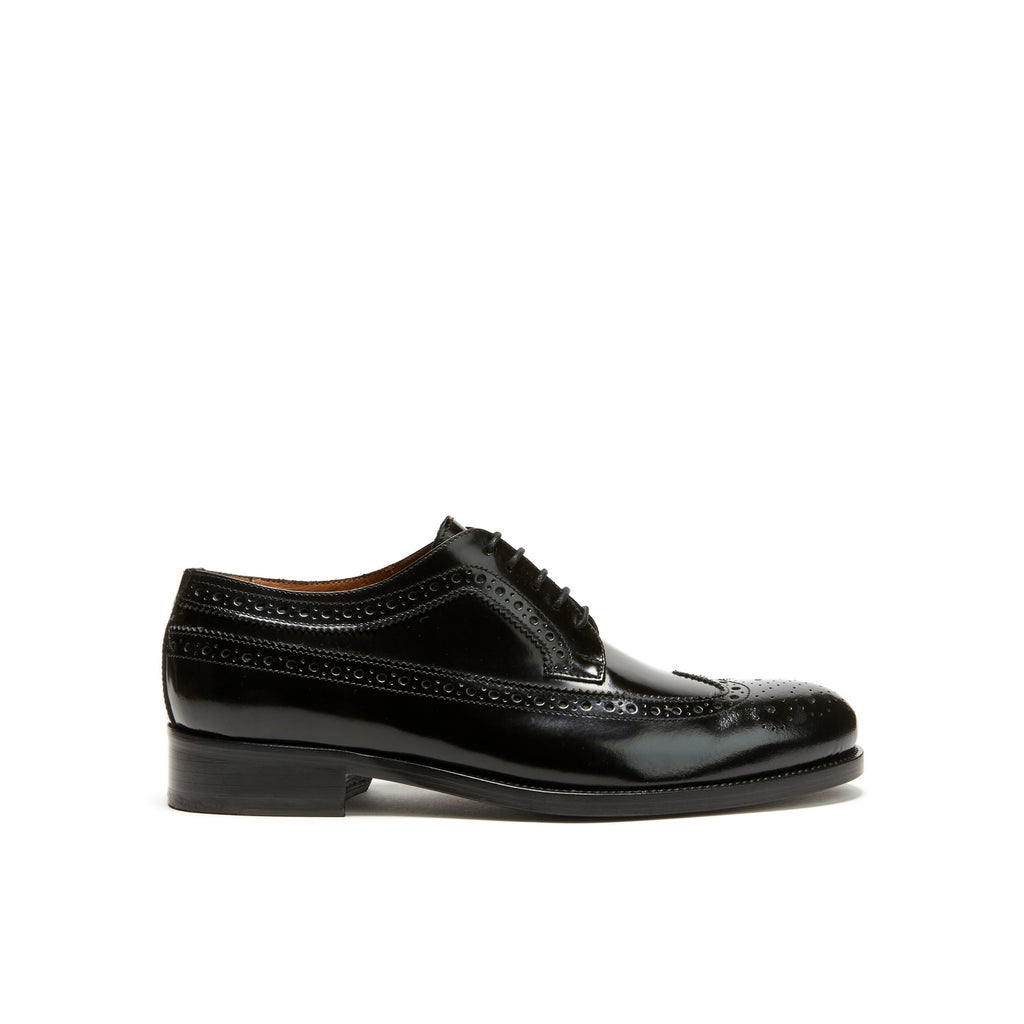 Long Wingtip Derby Shoes - Black - Men's