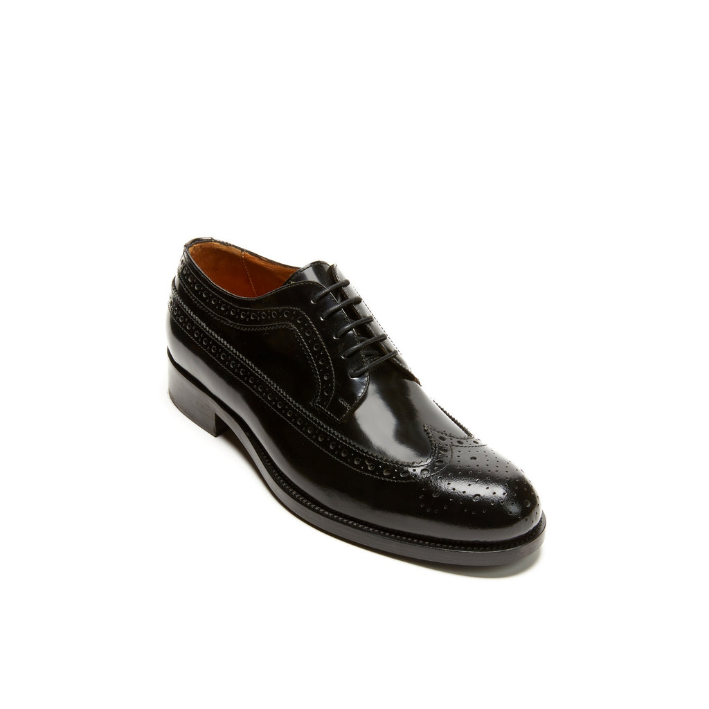 Long Wingtip Derby Shoes - Black - Men's
