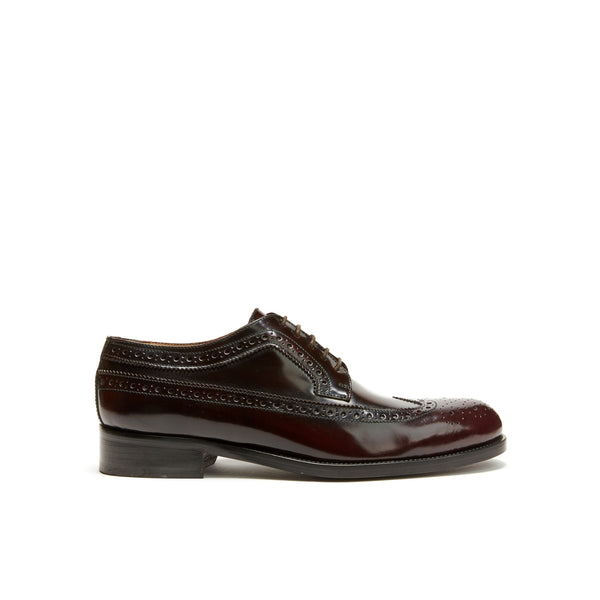 Long Brogue-Toe Derby Shoes - Burgundy - Men