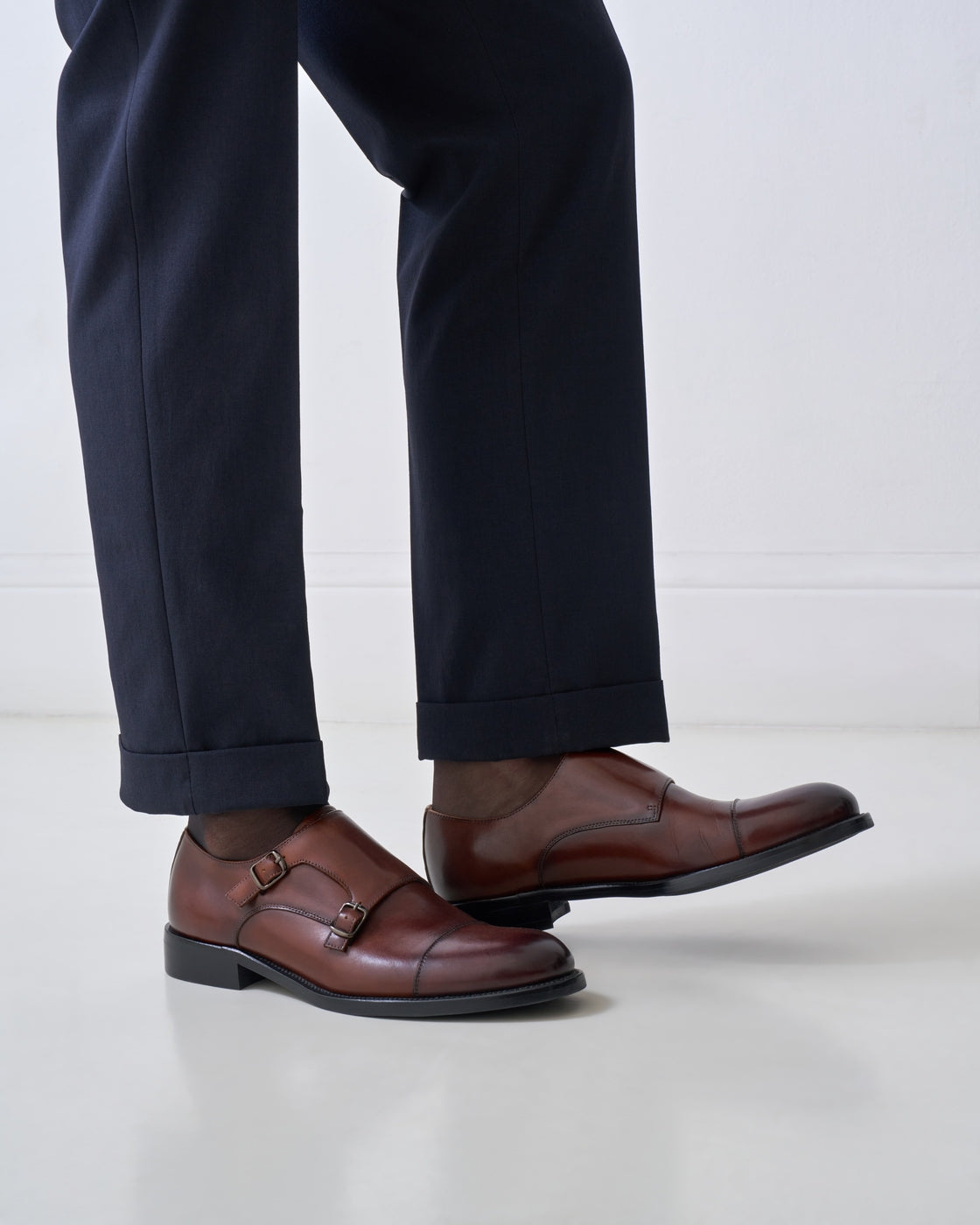 Straight Cap Monk Strap Dark Brown - Man