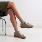 Lace-Up Trainers - Taupe - Women