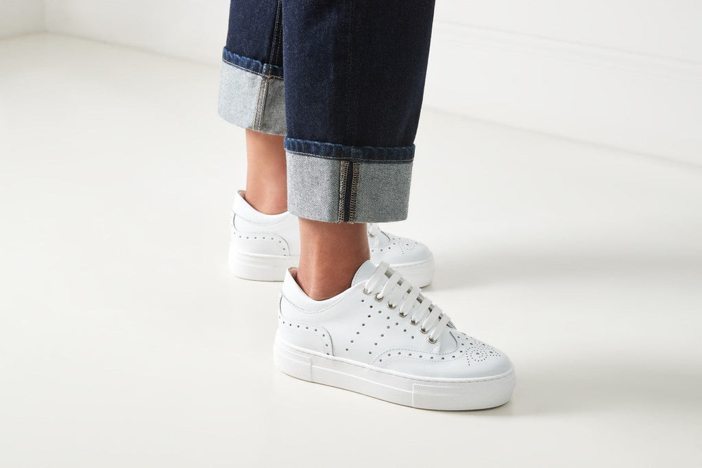 Pasaporte británico - Zapatillas Wingtip - Blanco - Mujer