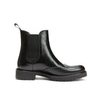 Chelsea Wingtip Ankle Boots - Black - Women