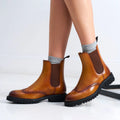 Botines Chelsea con puntera golf marrón claro - Mujer