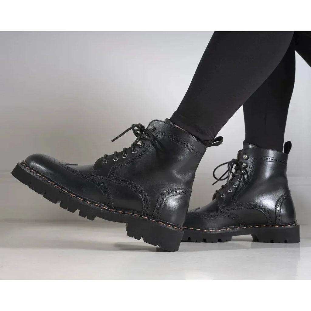 Botas Derby con punta de golf - Negro - Mujer