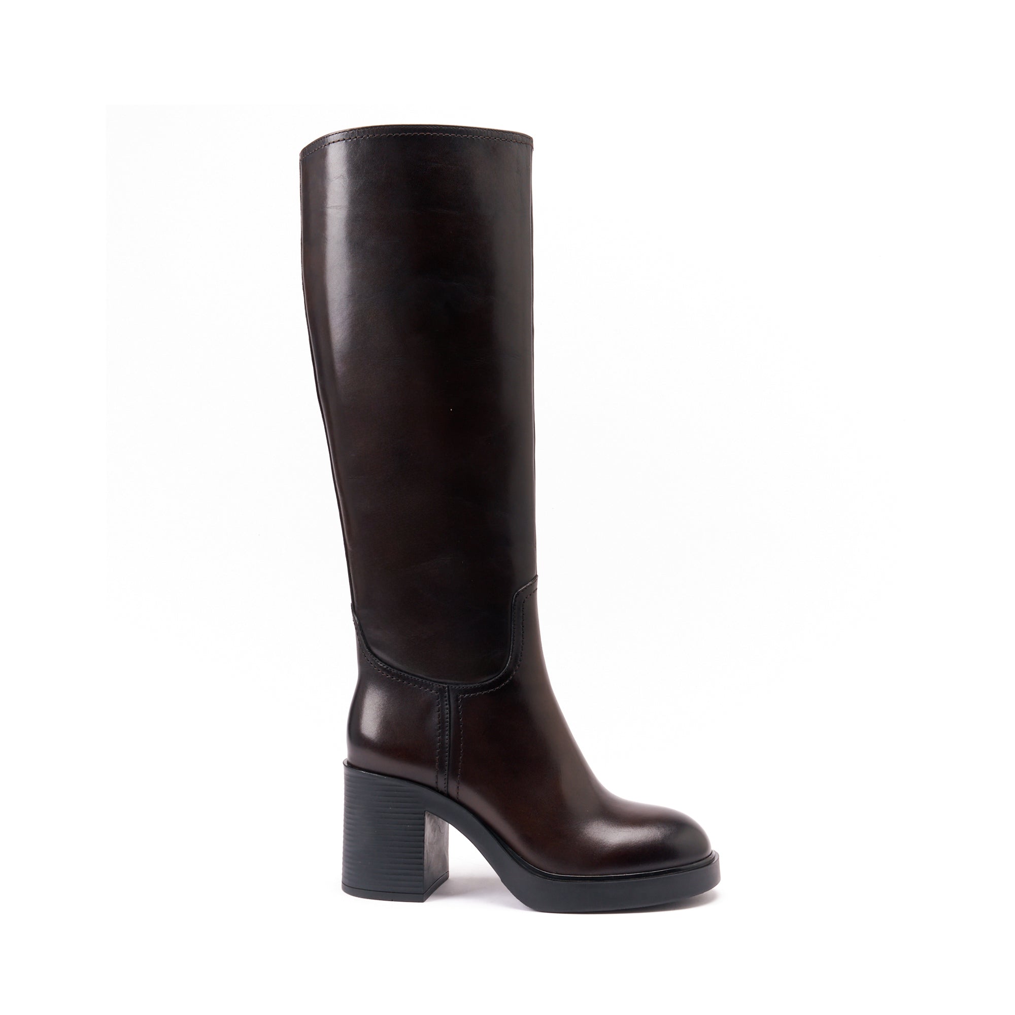 High Heel Tubular Boots - Dark Brown - Women