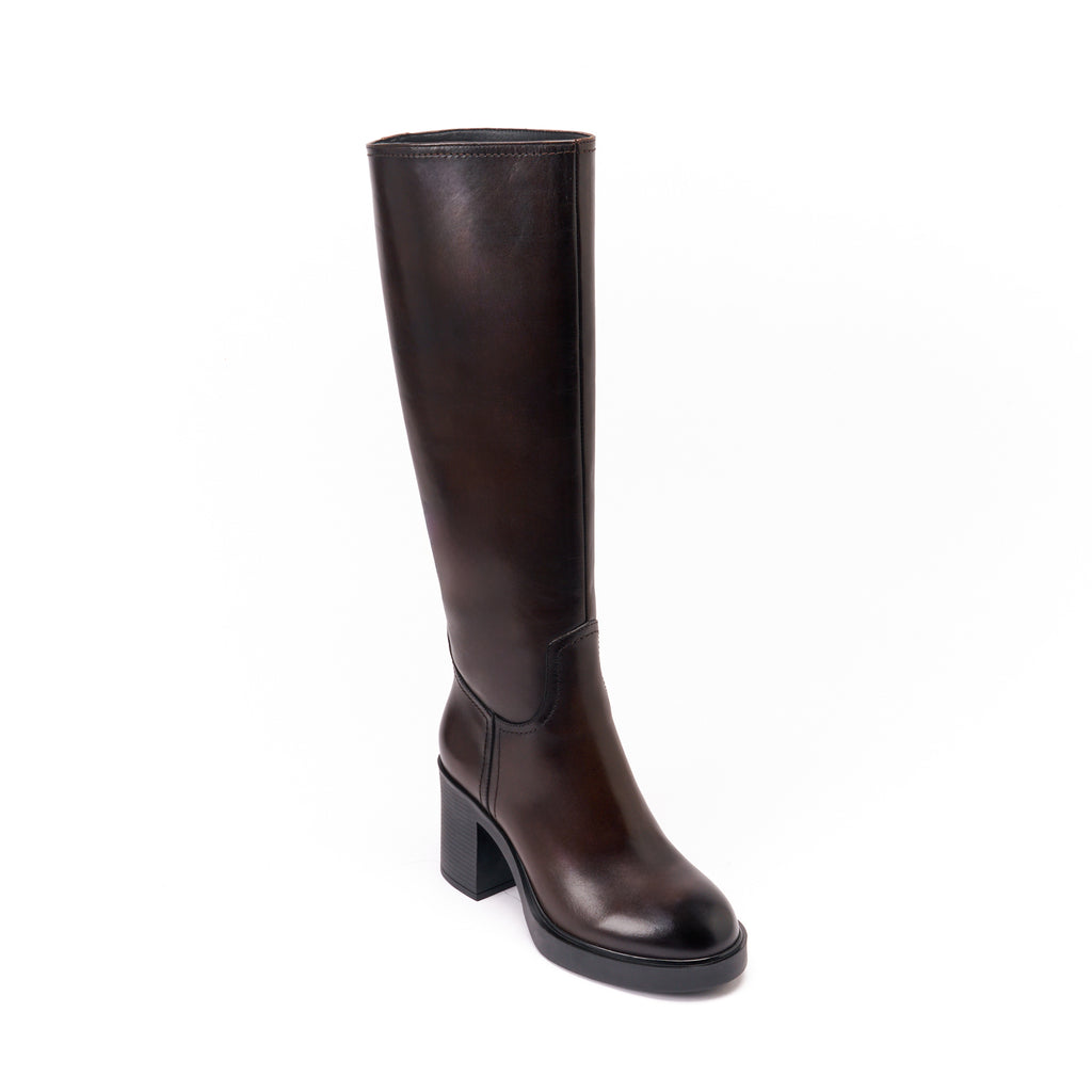 High Heel Tubular Boots - Dark Brown - Women