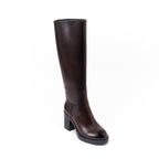 High Heel Tubular Boots - Dark Brown - Women