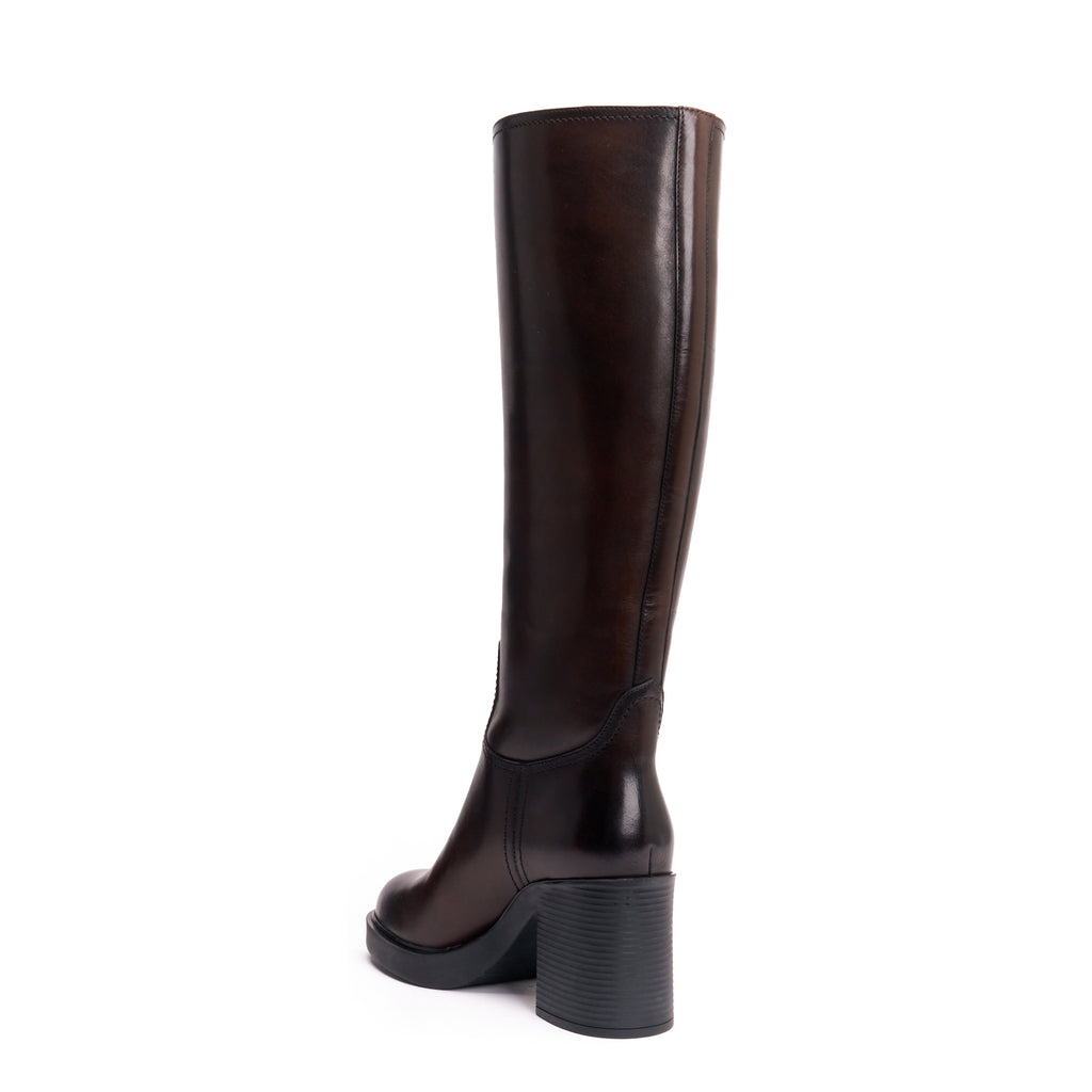 High Heel Tubular Boots - Dark Brown - Women