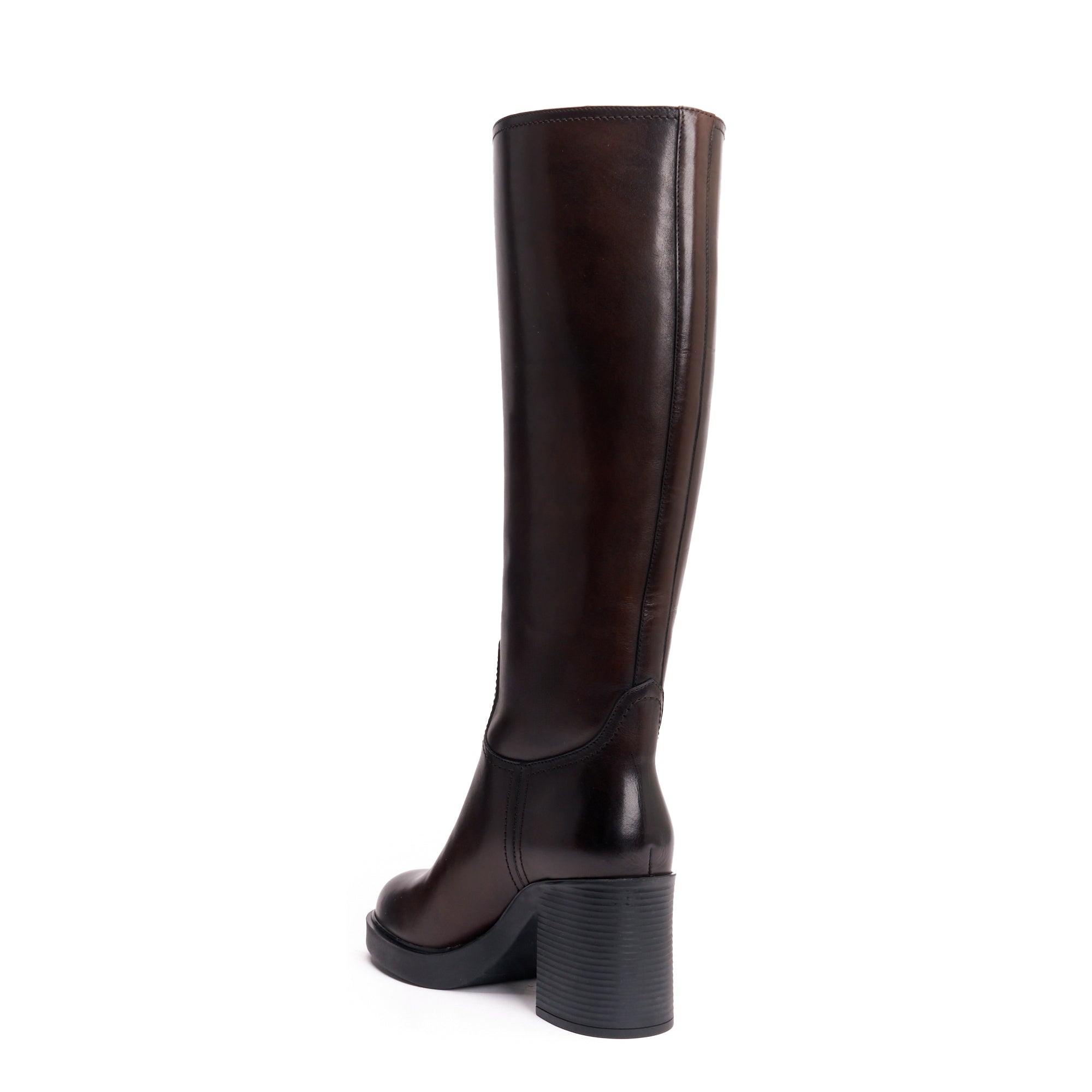 High Heel Tubular Boots - Dark Brown - Women