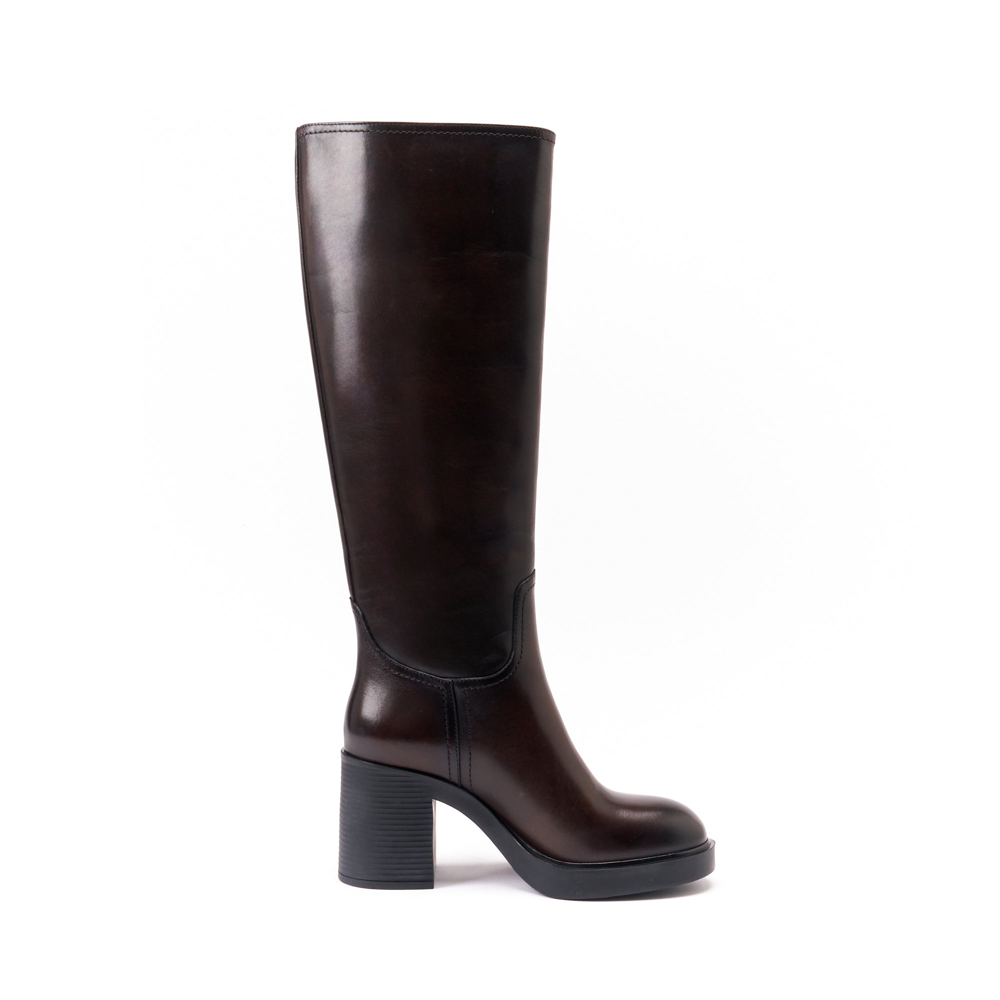 High Heel Tubular Boots - Dark Brown - Women