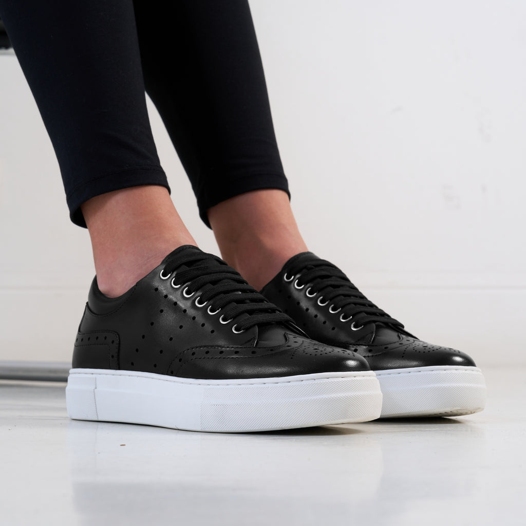 Black Wing Tip Trainers - Women