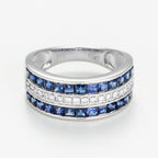 Anillo "Princesas Zafiro" D0.17/18 Zafiro 1.7/26 - Oro blanco 375/1000