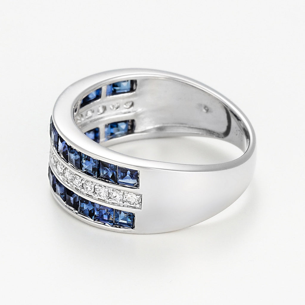 Anillo "Princesas Zafiro" D0.17/18 Zafiro 1.7/26 - Oro blanco 375/1000