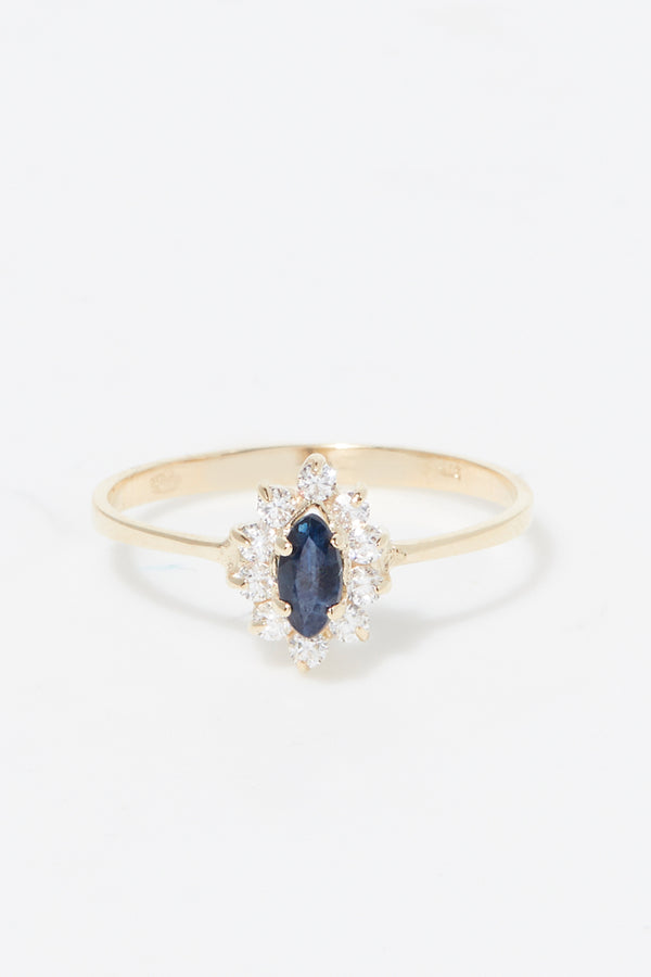 Bague "Vera" Saphir Or Jaune 375/1000 Et Zirconium