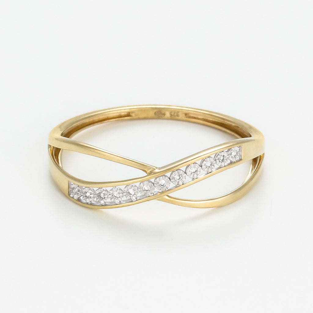 "Linked" Ring D0.02/12 - 375/1000 Yellow Gold